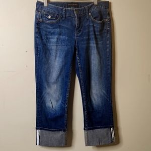 Banana Republic  blue cropped pedal pusher cuffed hem straight leg jeans size 2
